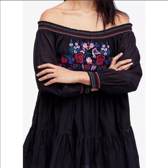 NWT FREE PEOPLE Black Sunbeams Off Shoulder Mini - Picture 4 of 8